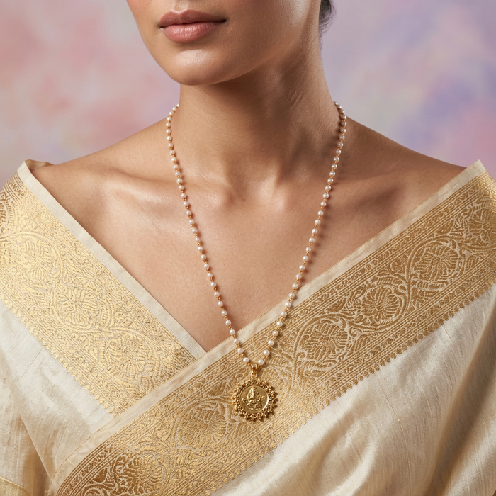 Heritage gold plated padakam long necklace HP0023
