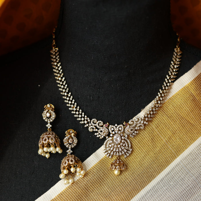 Victorian white stone short necklace with earrings V13020