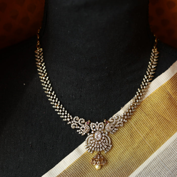 Victorian white stone short necklace with earrings V13020