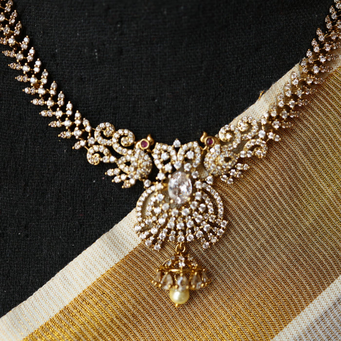 Victorian white stone short necklace with earrings V13020
