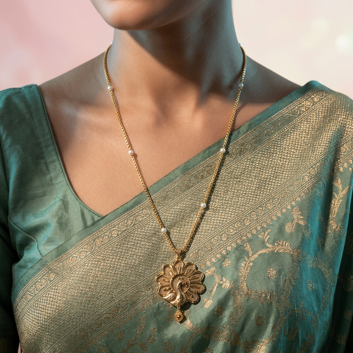 Heritage gold plated padakam long necklace HP0024