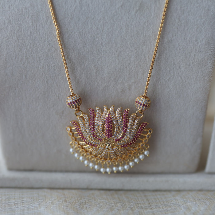 Heritage gold plated padakam long and short necklace set HPS1098