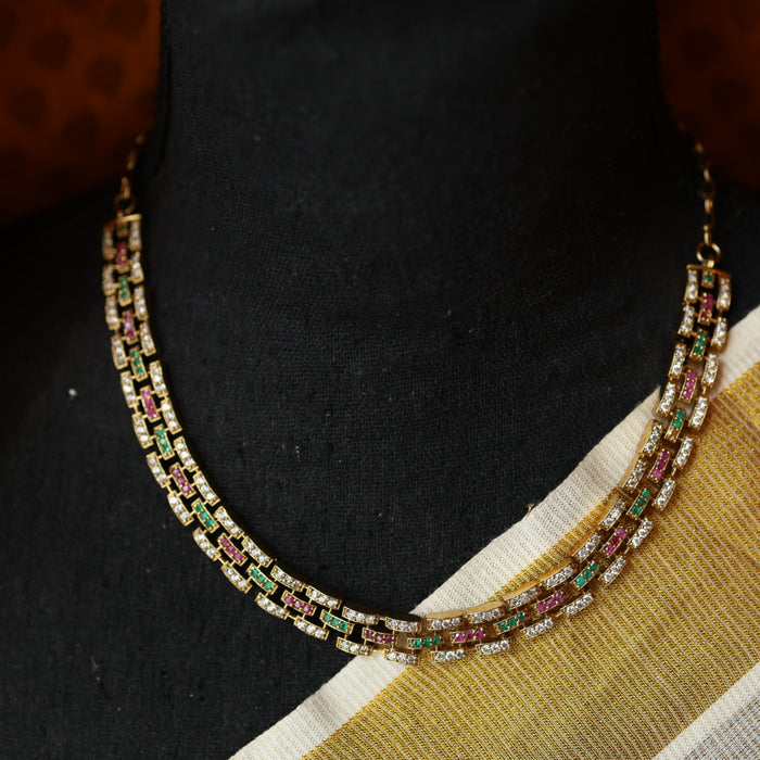 Victorian ruby green choker stone necklace with earrings V1305