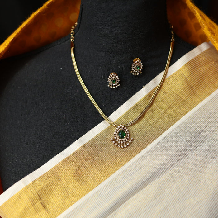 Victorian ruby stone short necklace with earrings V1309