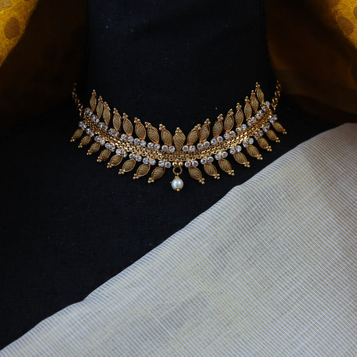 Heritage white stone gold plated choker necklace H9015