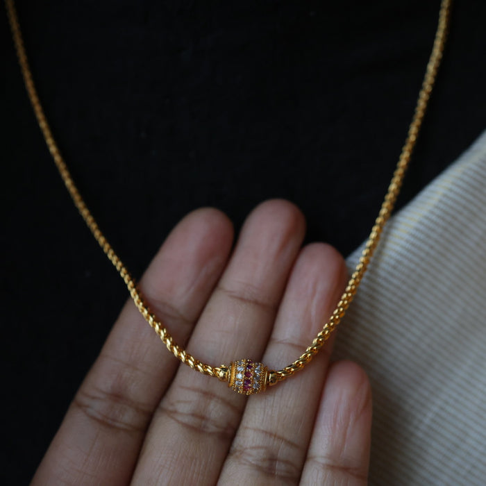 Heritage gold plated simple chain necklace HC52112