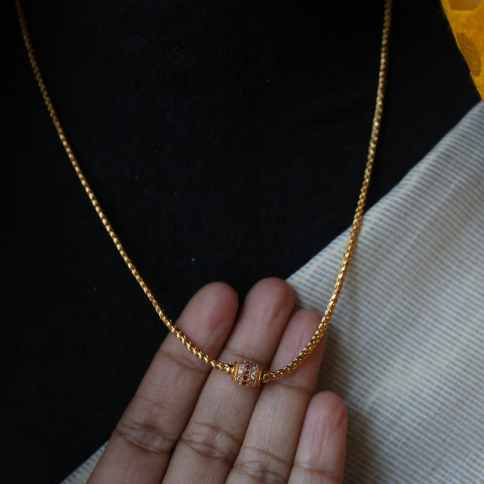 Heritage gold plated simple chain necklace HC52112