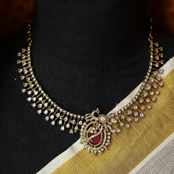 Victorian ruby stone short necklace with earrings V13011