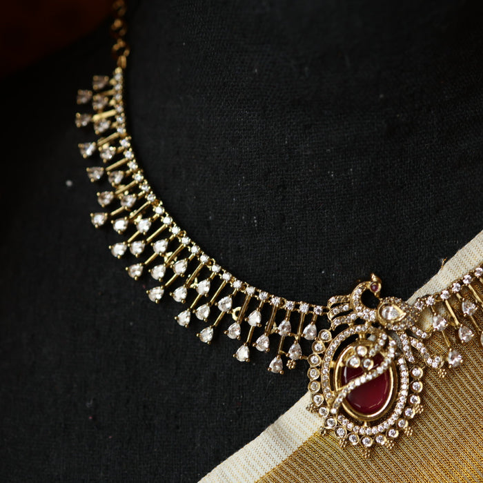 Victorian ruby stone short necklace with earrings V13011