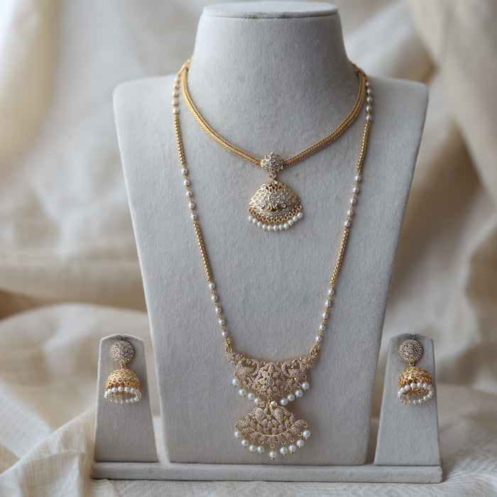 Heritage gold plated padakam long and short necklace set HPS2456
