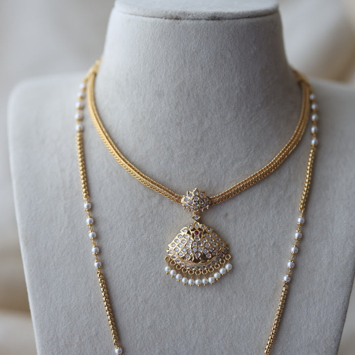 Heritage gold plated padakam long and short necklace set HPS2456