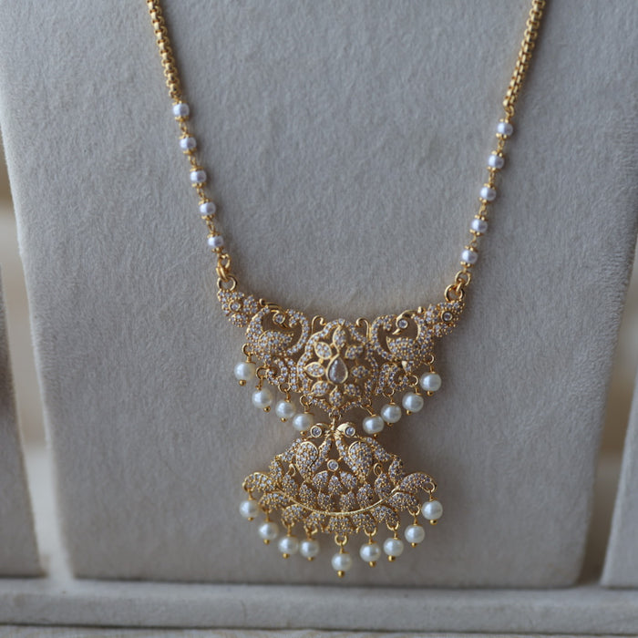 Heritage gold plated padakam long and short necklace set HPS2456