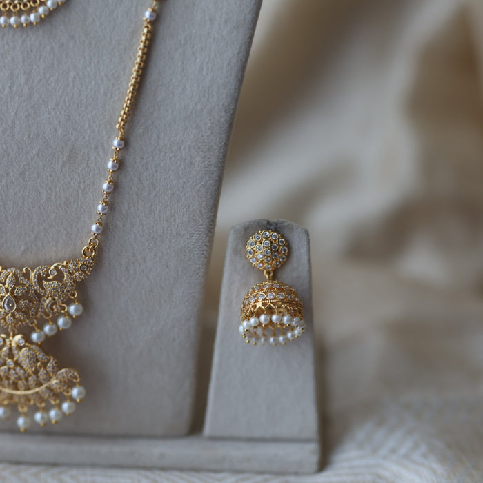 Heritage gold plated padakam long and short necklace set HPS2456