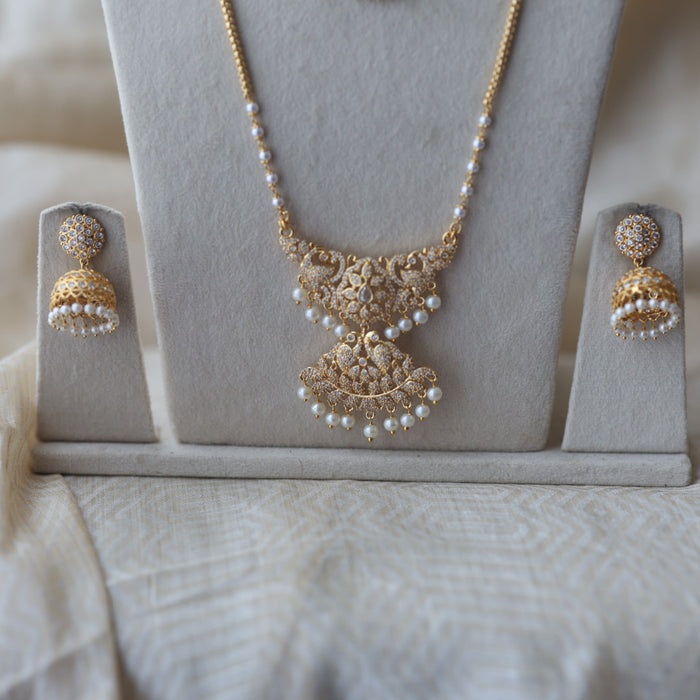 Heritage gold plated padakam long and short necklace set HPS2456