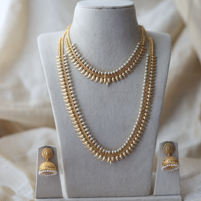 Heritage gold plated long and short necklace set HPS2011
