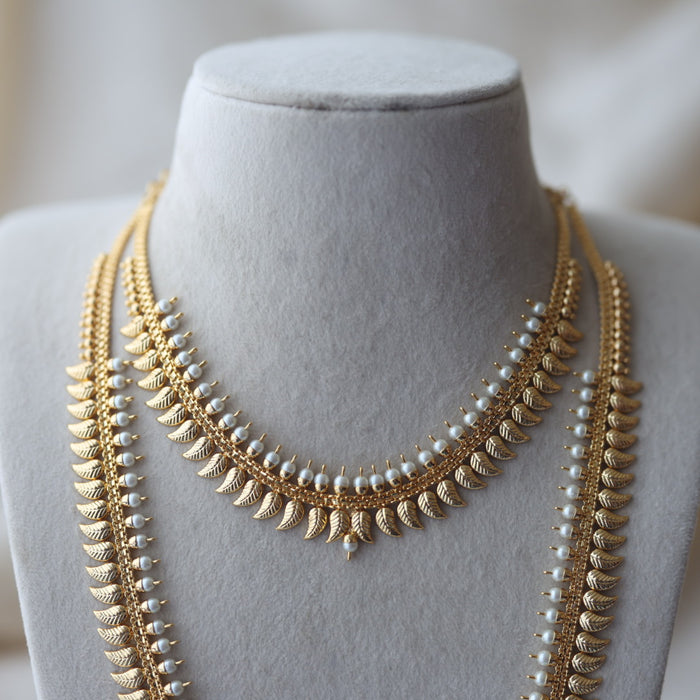 Heritage gold plated long and short necklace set HPS2011