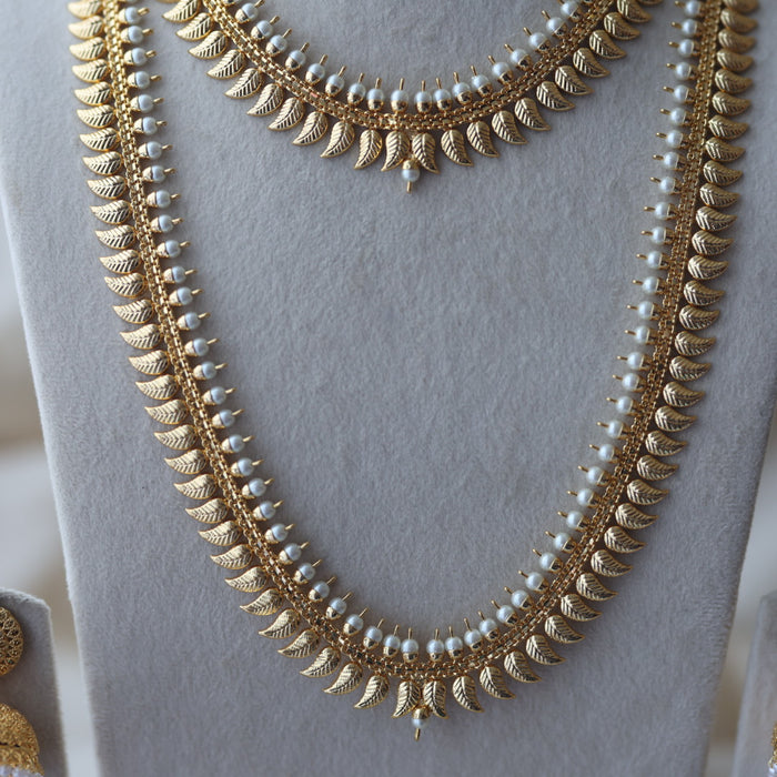Heritage gold plated long and short necklace set HPS2011