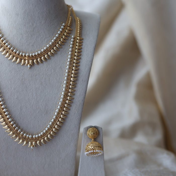 Heritage gold plated long and short necklace set HPS2011