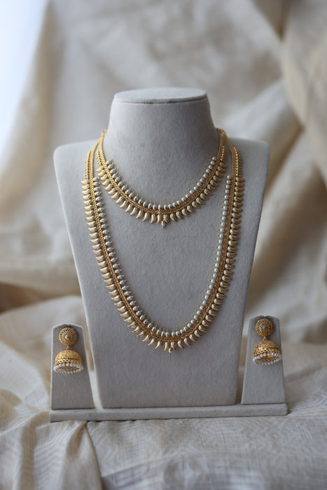 Heritage gold plated long and short necklace set HPS2011