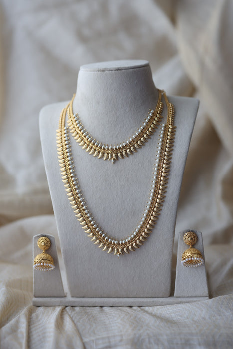 Heritage gold plated long and short necklace set HPS2011