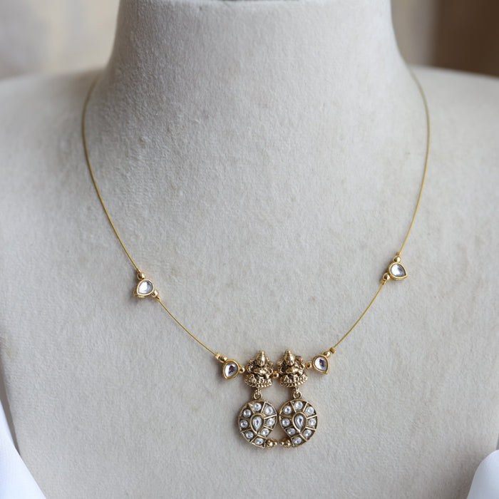 Antique temple design invisible short necklace IN9955