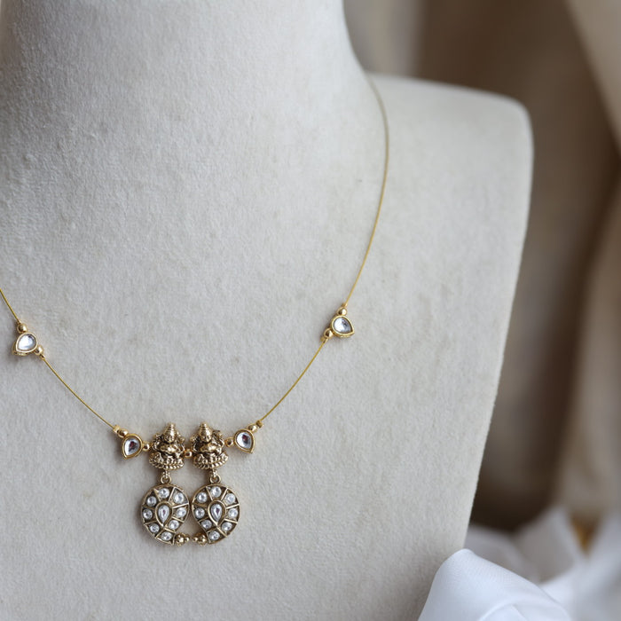 Antique temple design invisible short necklace IN9955