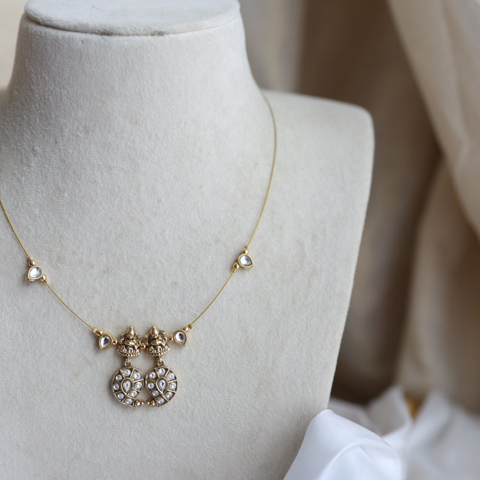 Antique temple design invisible short necklace IN9955