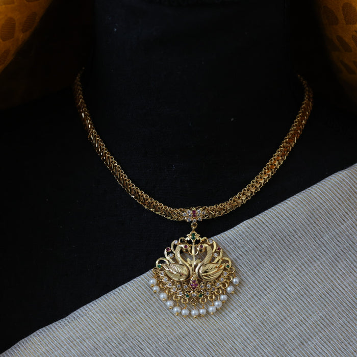 Heritage multi stone gold plated short necklace H9020