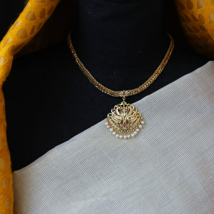 Heritage multi stone gold plated short necklace H9020