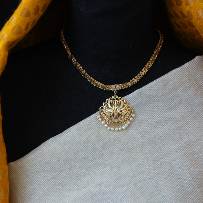 Heritage multi stone gold plated short necklace H9020