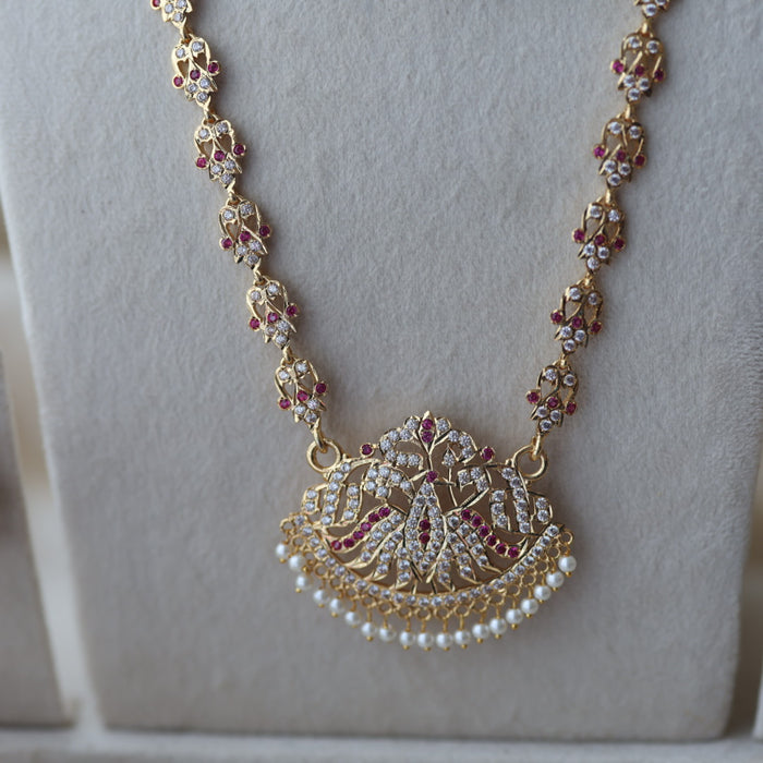 Heritage gold plated padakam long and short necklace set HPS1233