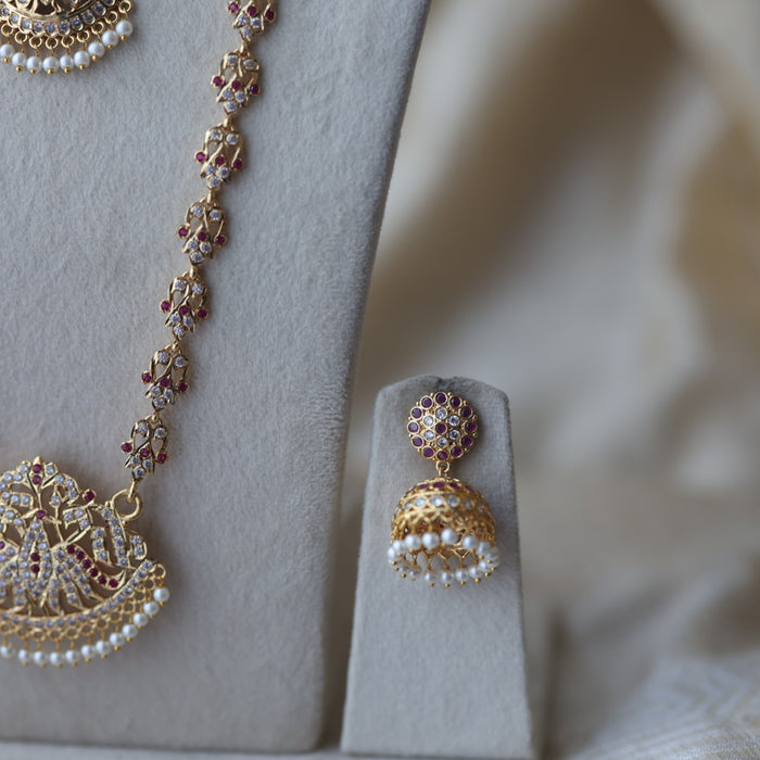 Heritage gold plated padakam long and short necklace set HPS1233
