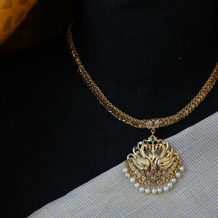 Heritage multi stone gold plated short necklace H9020