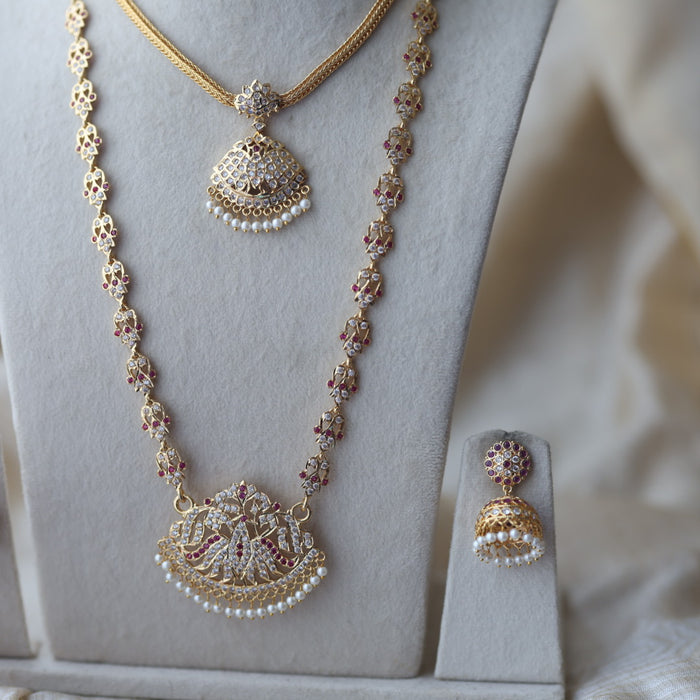 Heritage gold plated padakam long and short necklace set HPS1233