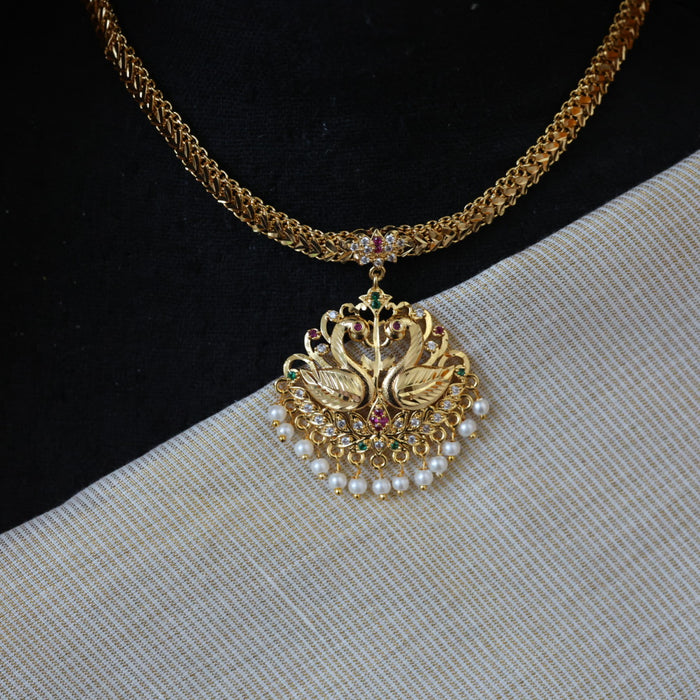 Heritage multi stone gold plated short necklace H9020