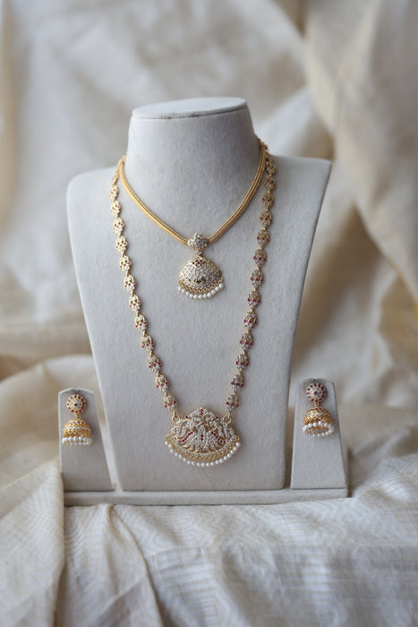 Heritage gold plated padakam long and short necklace set HPS1233