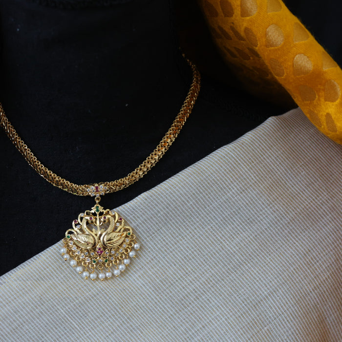 Heritage multi stone gold plated short necklace H9020