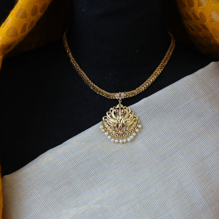 Heritage multi stone gold plated short necklace H9020