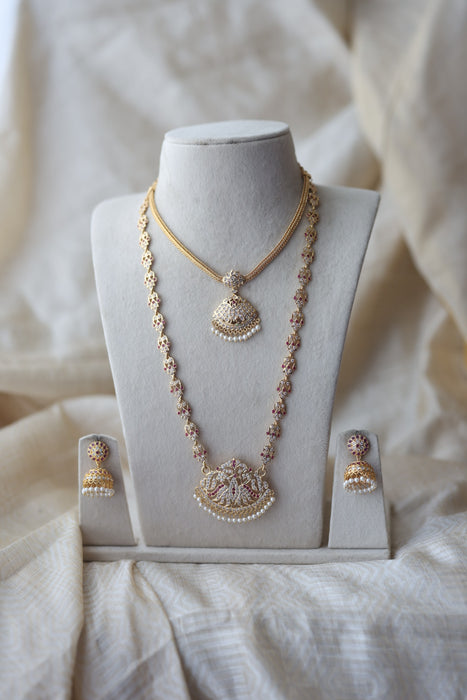 Heritage gold plated padakam long and short necklace set HPS1233