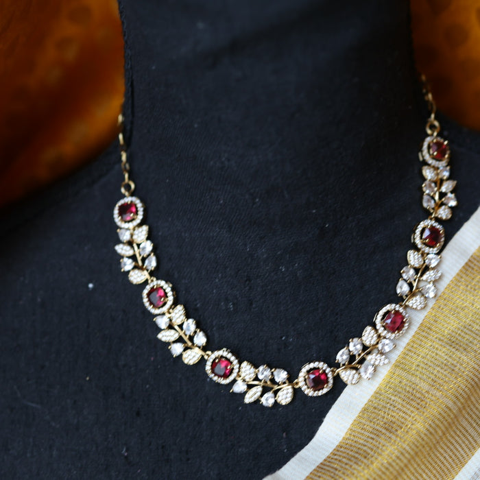 Victorian ruby stone short necklace with earrings V13017