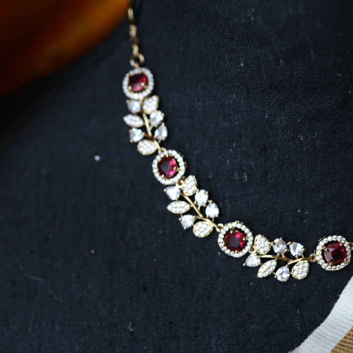 Victorian ruby stone short necklace with earrings V13017