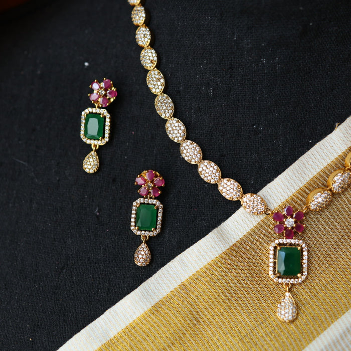 Antique short necklace with earrings TTS4008