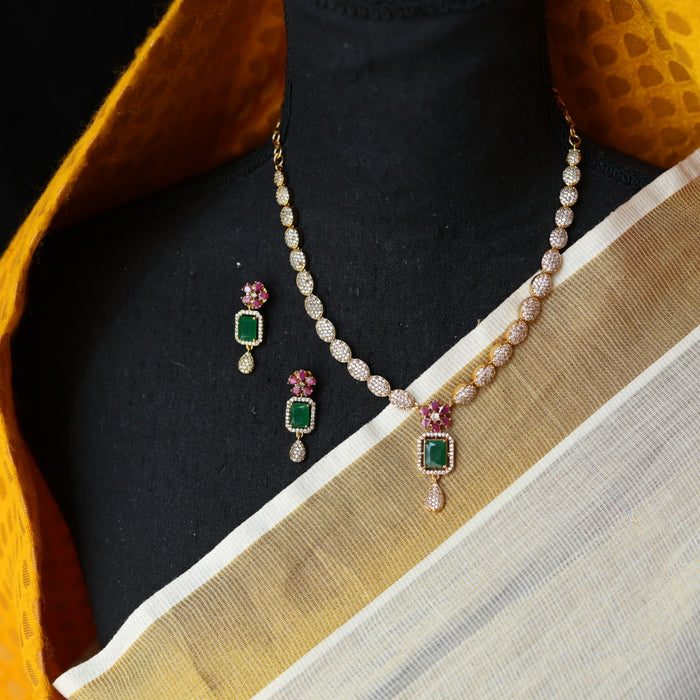 Antique short necklace with earrings TTS4008