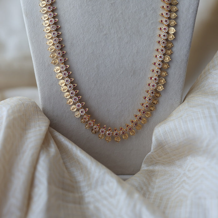 Heritage gold plated coin design long necklace with earrings HL3222