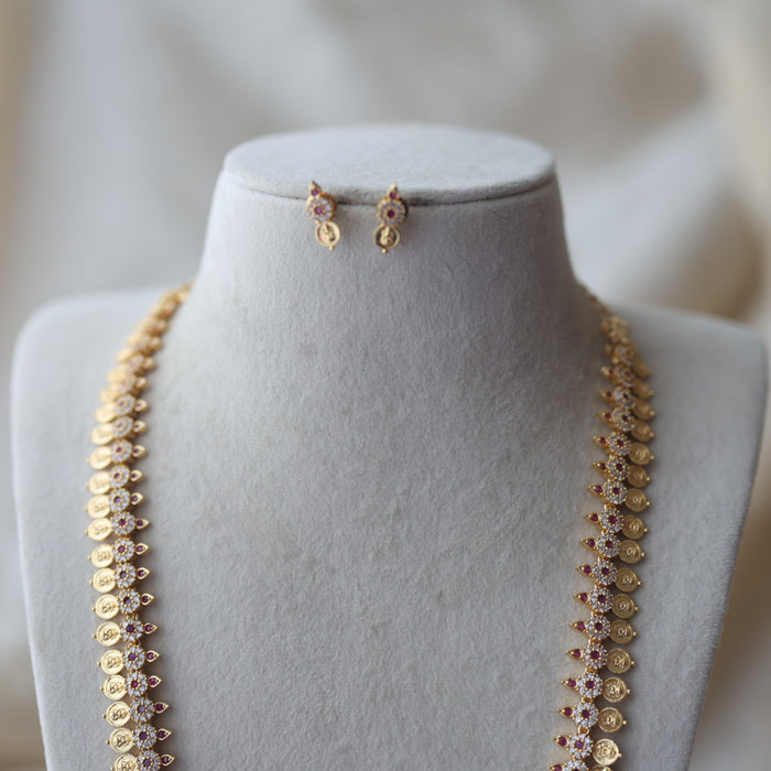 Heritage gold plated coin design long necklace with earrings HL3222