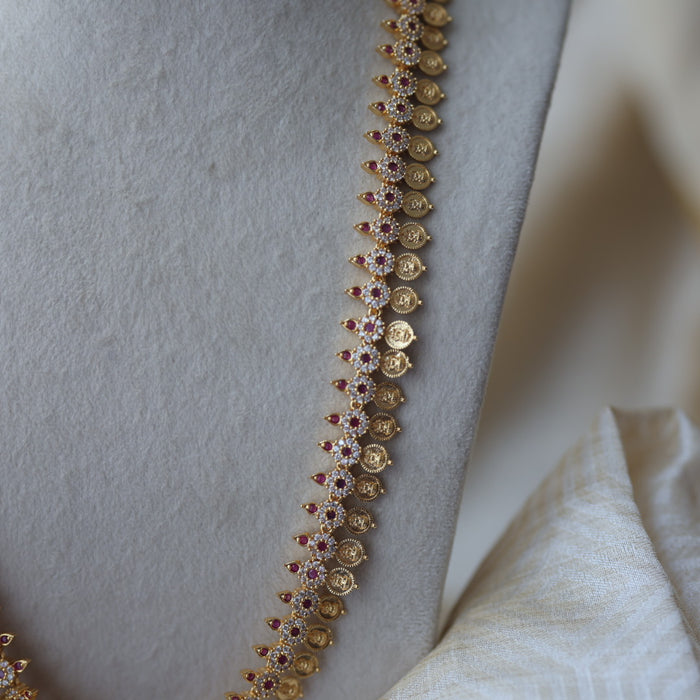 Heritage gold plated coin design long necklace with earrings HL3222