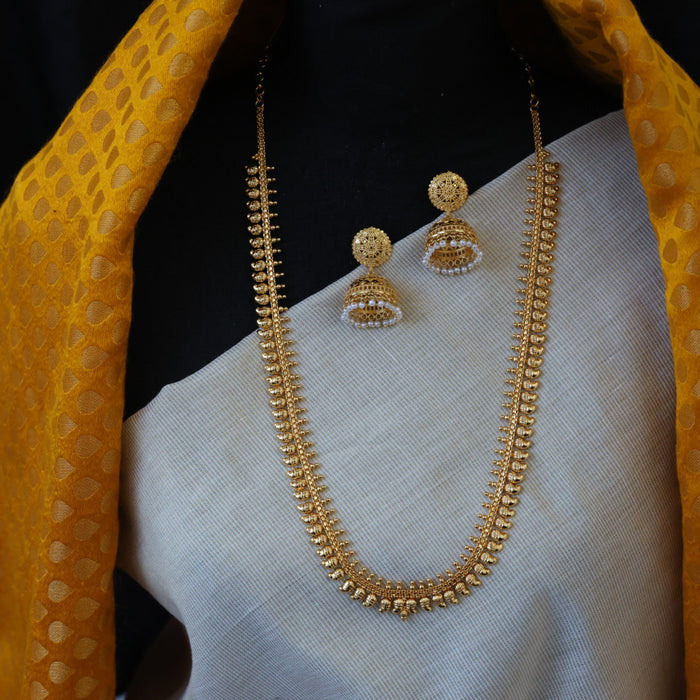 Heritage gold plated mango long necklace with jumka earrings HL7883