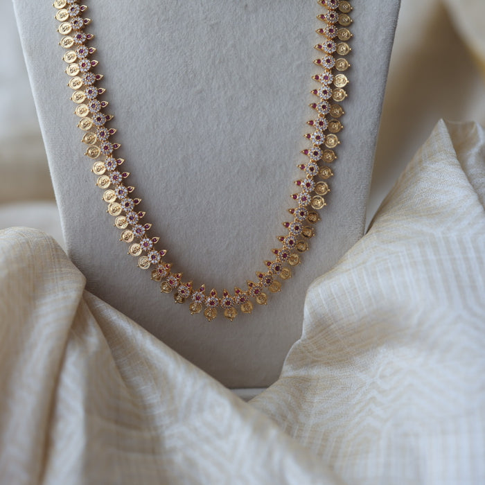 Heritage gold plated coin design long necklace with earrings HL3222