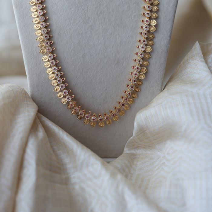 Heritage gold plated coin design long necklace with earrings HL3222