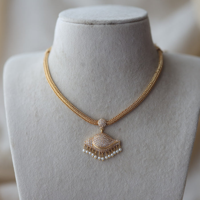 Heritage gold plated kodi design sangu pendant short necklace H3211